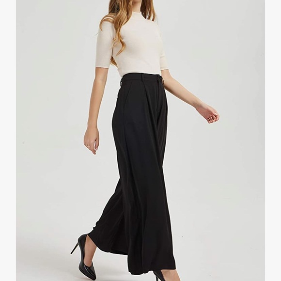 Women High Waist Casual Wide Leg Long Palazzo Pants Trousers - Picture 2 of 5